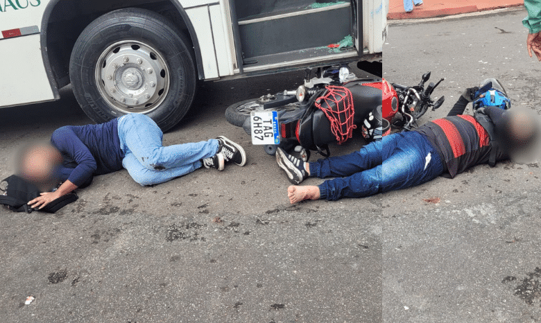 Colisão entre moto e ônibus deixa dois feridos na zona oeste de Manaus