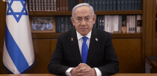 21.fev.2025 - O primeiro-ministro de Israel, Benjamin Netanyahu