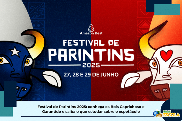 Imagem de divulgação do Festival de Parintins. Texto: título da matéria.