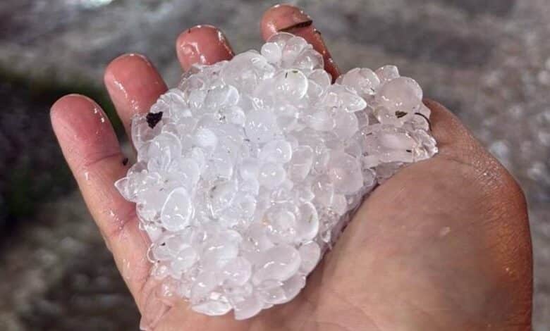 Foto mostra granizo em Livramento