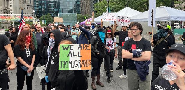 Protestos contra Donald Trump, presidente dos Estados Unidos, na Filadélfia