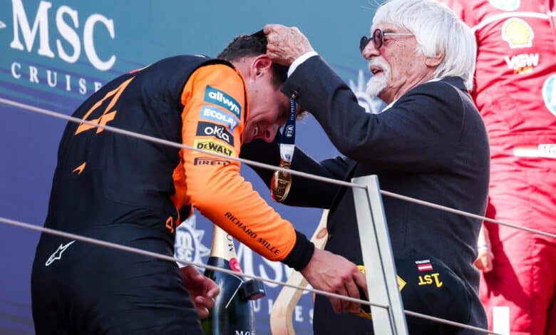 F1 – Bernie Ecclestone presents FIA President’s medal to Lando Norris in Austria