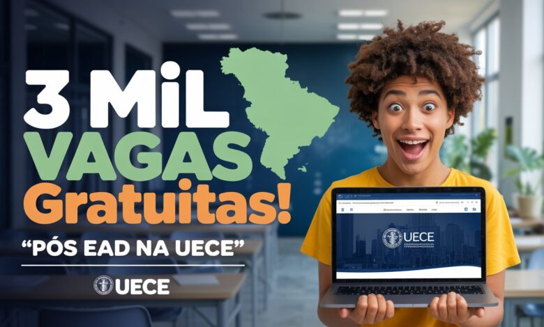 A UECE abre mais de 3.000 vagas em 17 cursos de Especialização a distância (EaD) gratuitos pela UAB. Inscrições abertas até 13/07/2025!