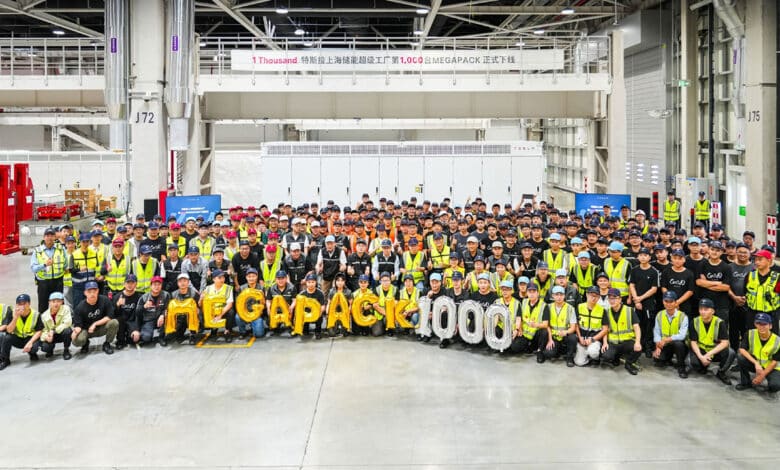 Fábrica da Tesla na China atinge 1.000 unidades do Megapack