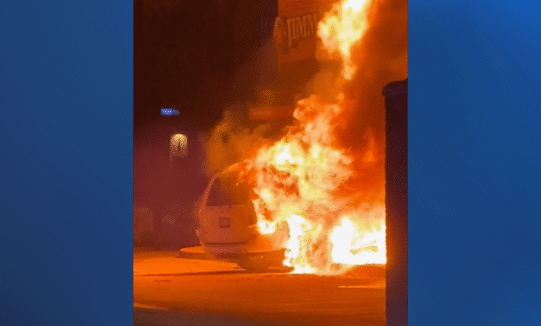 3 injured after vehicle crashes into Herriman strip mall, causing fire