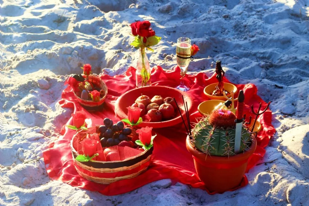 Oferenda em uma praia.