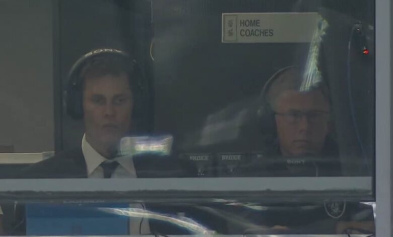 NFL deletes video of Tom Brady's Fox 'rule break' at Las Vegas Raiders game as he watches in coaches booth