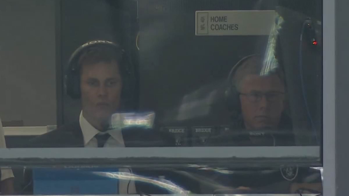NFL deletes video of Tom Brady's Fox 'rule break' at Las Vegas Raiders game as he watches in coaches booth