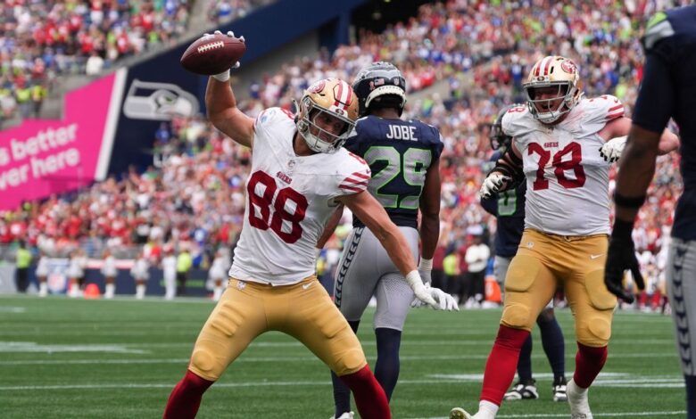 Jake Tonges clutch for Niners, who await George Kittle's MRI