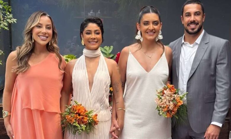 Renata e Maike, do BBB 25, vão a casamento juntos em Fortaleza