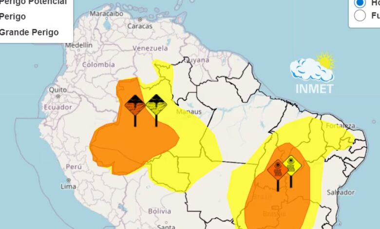 Inmet emite alerta laranja para chuvas intensas e baixa umidade do ar; veja regiões afetadas