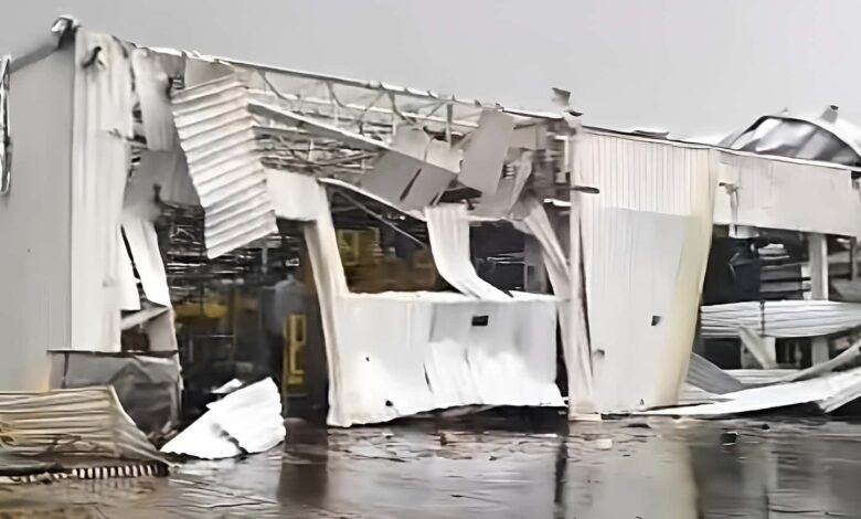 Temporal arrasa fábrica de motores da Toyota em Porto Feliz (SP)