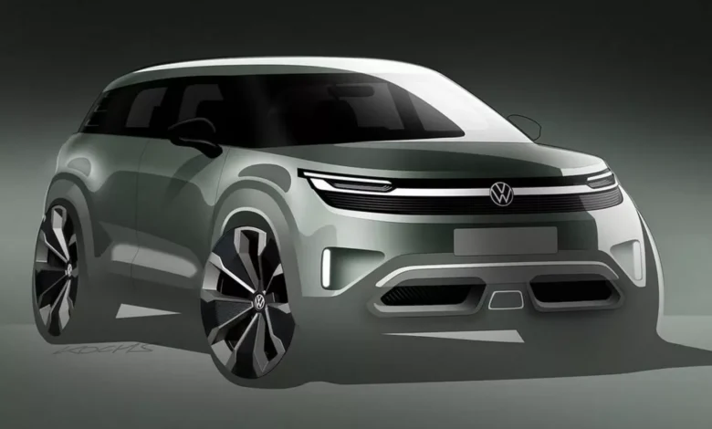 Volkswagen antecipa versão elétrica do T-Cross em esboço
