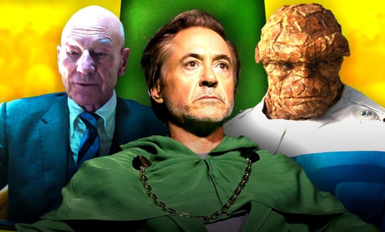 Patrick Stewart as Professor X, Robert Downey Jr., The Thing.