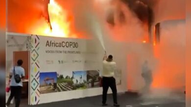 Incêndio atinge 'Zona Azul' da COP30; veja vídeos