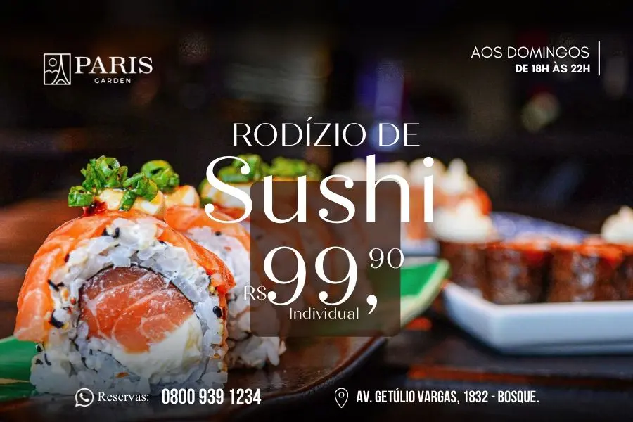 Rodízio de sushi do Paris Garden atrai público aos domingos em Rio Branco
