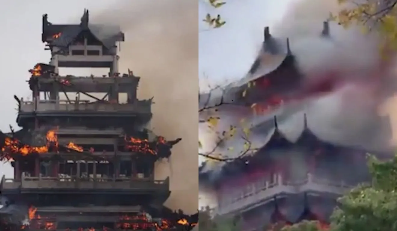 Incêndio atinge templo budista histórico na China; assista ao vídeo