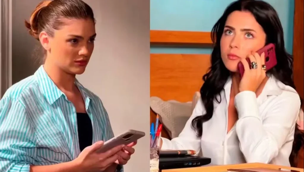 Debora Oz&oacute;rio e Jade Picon gravam microdrama. Foto: TV Globo