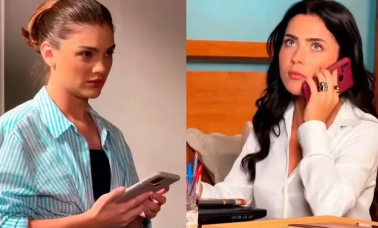 Debora Ozório e Jade Picon gravam microdrama. Foto: TV Globo